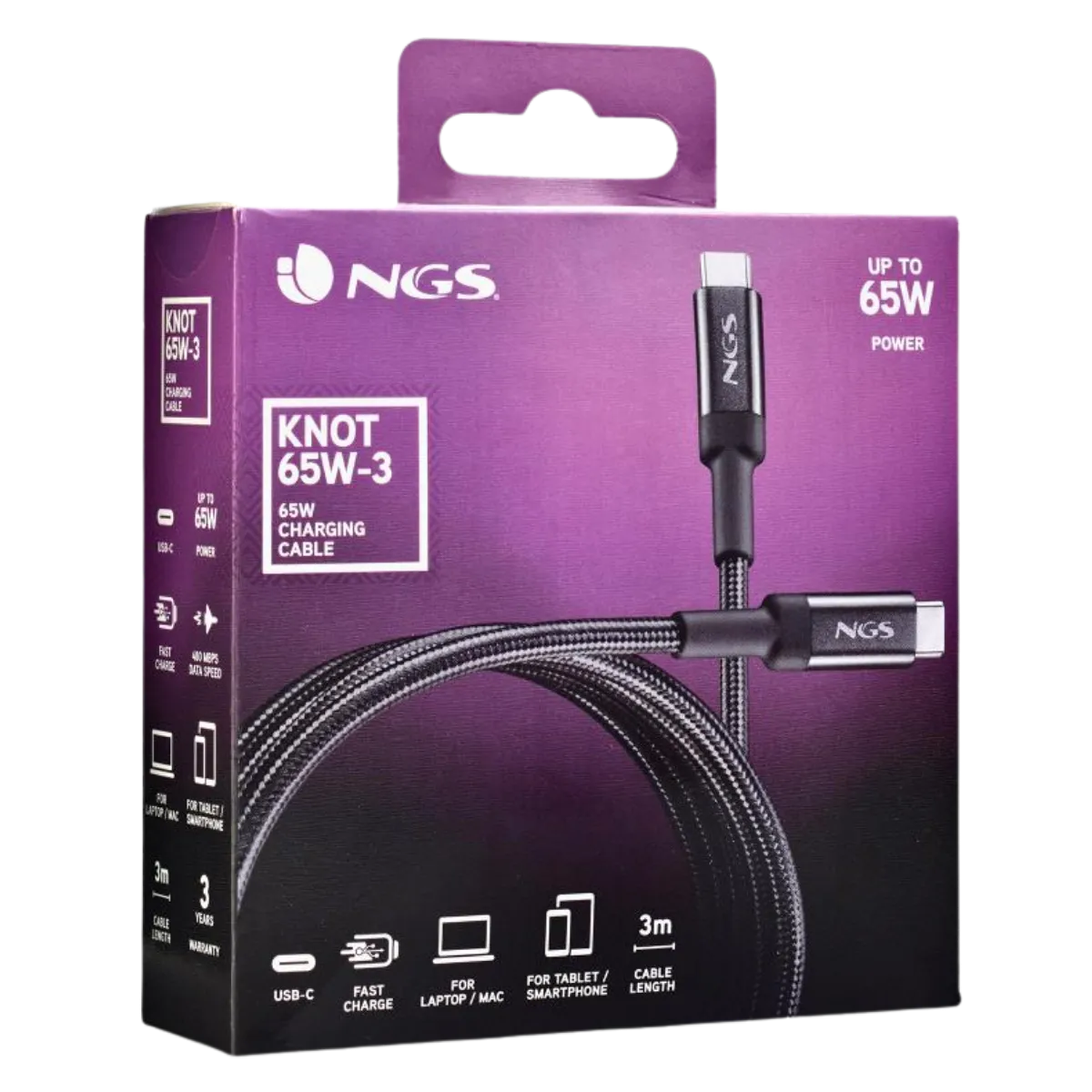 CABLE USB-C NGS KNOT 65W 3M